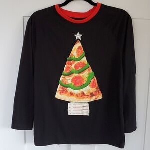 Old Navy Novelty Pizza Slice  Christmas Tree Long Sleeved Tee Youth XL  14-16